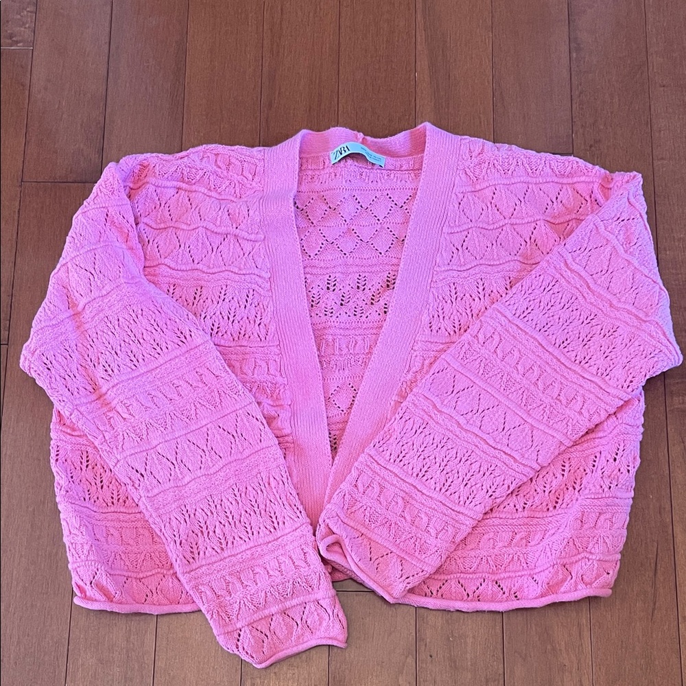 Zara Pink Open-Front Cardigan